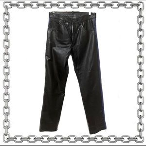 Kookie leather pants with blue stripe